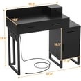 thumbnail image 2 of Homieasy Vanity Desk with 4 Storage Drawers - Modern Makeup Vanity Table with Charging Station, White Vanity Desk with Reversible Cabinet Dressing Table Set with Divided Organizers, Black, 2 of 7