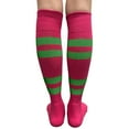 thumbnail image 3 of Couver Hot Pink Softball/Sports Striped Knee High Softball Baseball Sports Tube Socks, Bright Green Medium, 3 of 7