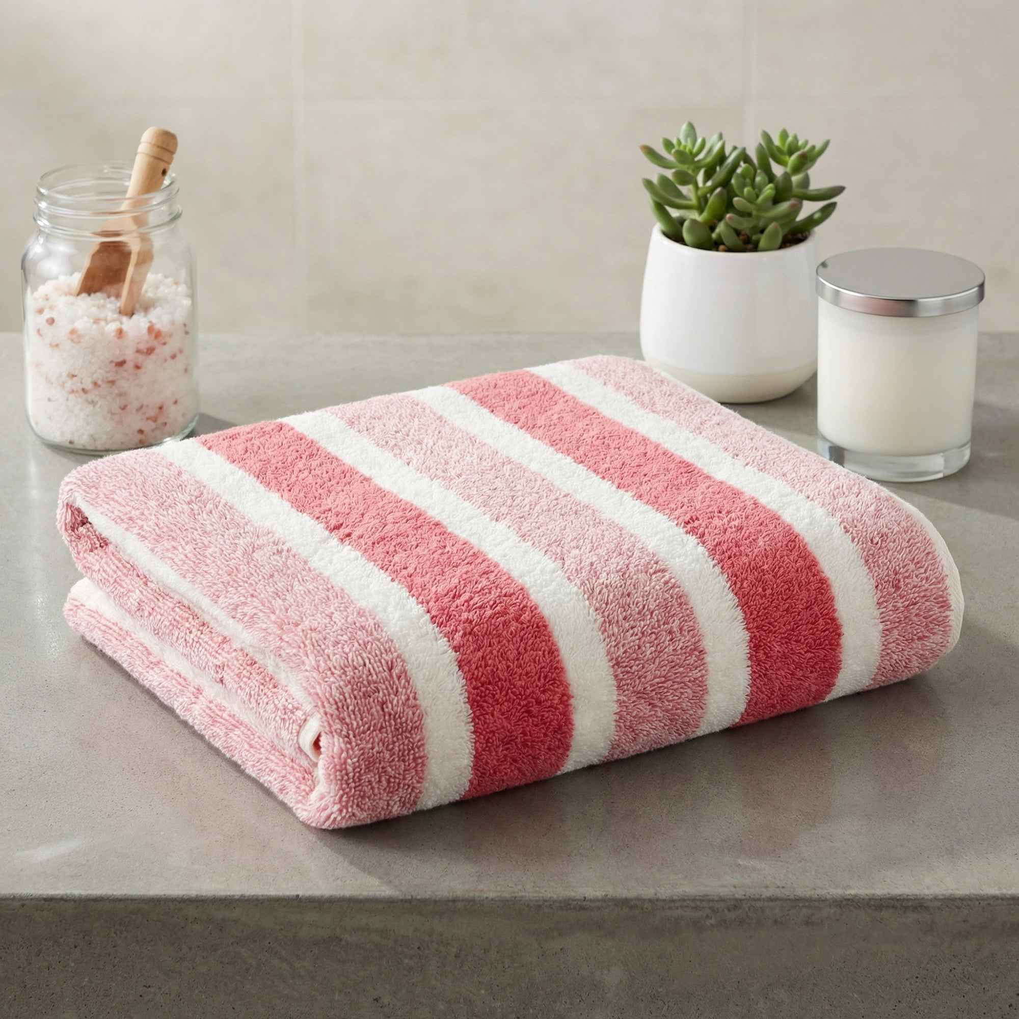 Unique Bargains Ultra Plush Soft Highly Absorbent Coral Fleece Bath Towel Pink 71" x 35"