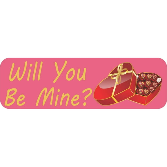 10in x 3in Will You Be Mine Vinyl Sticker