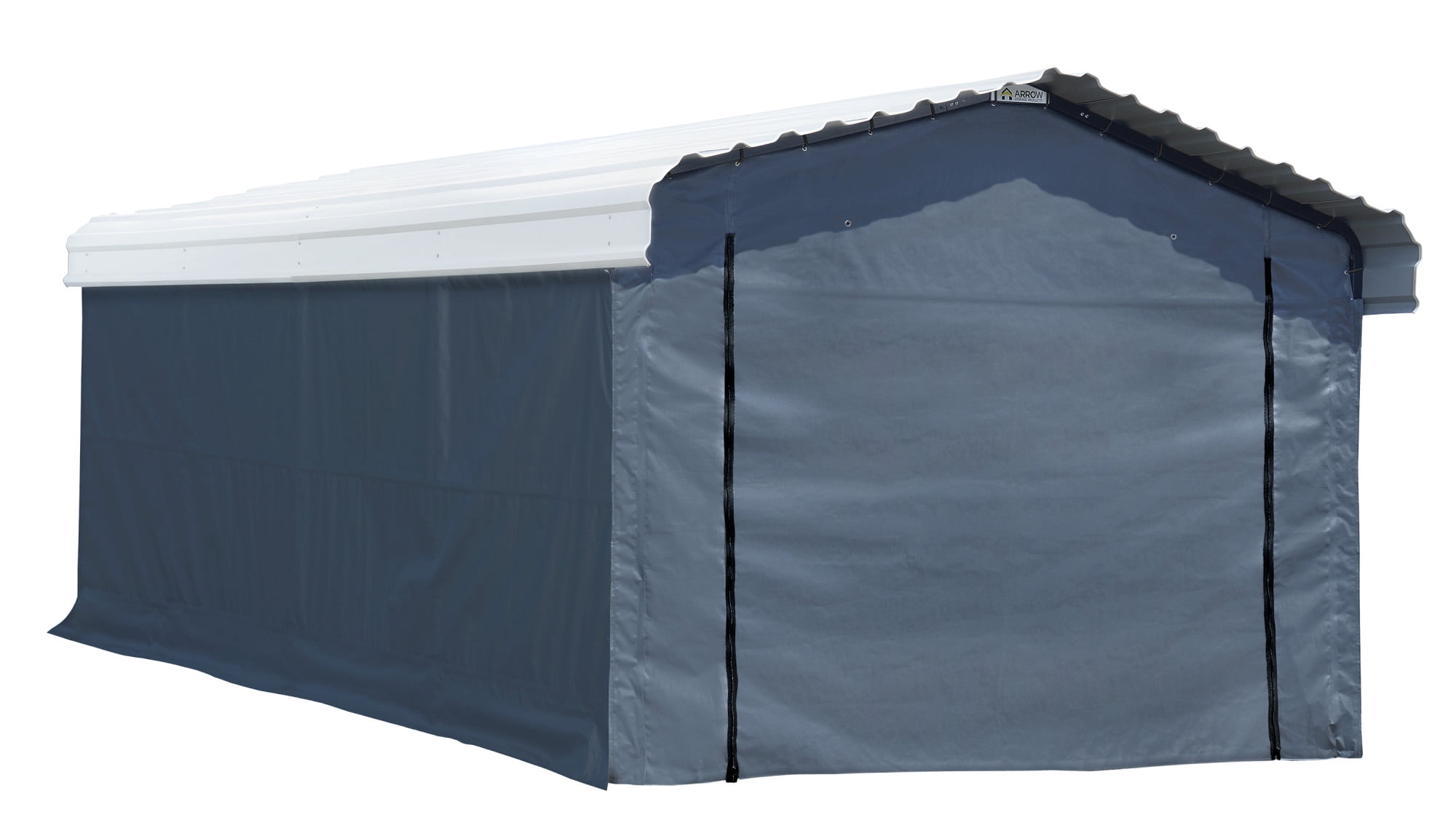 Arrow 12' x 20' x 7' 29-Gauge Carport with Galvanized Steel Roof Panels and Enclosure Kit, Eggshell