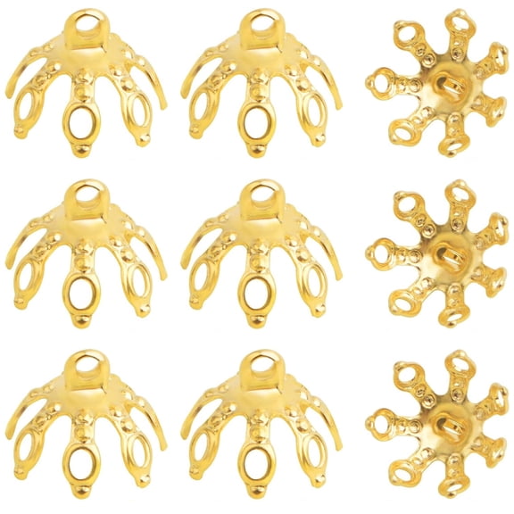 50pcs  Plated Filigree Flower Bead Caps Brass Bell Shape Hollow Flower Spacer Bead Caps Accessories for DIY Necklace Earrings Stone Jewelry Making Supplies ,24K Golden