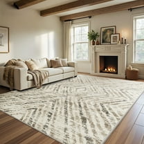 CHITOOMA 8'x10' Area Rugs for Living Room, Washable Boho Moroccan Rug Soft Vintage Distressed Geometric Tribal Area Rug for Bedroom Dining Room Office with Non-Slip Backing, Stain Resistant Non-Shed