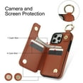 thumbnail image 7 of TECH CIRCLE for iPhone 16 Pro Zipper Pocket Case with Card Holder & Finger Ring, PU Leather Wallet Case Card Slot Magnetic Closure Kickstand Shockproof Protective Women Men Cover,Brown, 7 of 7
