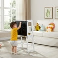 thumbnail image 3 of 4-in-1 Standing Tower for Toddlers and Kids 1-6 Years, Kitchen Learning Helper Stool with Chalkboard, Desk Table, and Chair (White), 3 of 6
