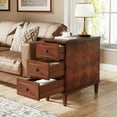 thumbnail image 3 of Tribesigns Wood End Table, Fully Assembled Narrow Side Table with 3 Drawers, Pre-Assembled Nightstand Slim Bedside Table for Small Spaces, Living Room, Bedroom, 3 of 9