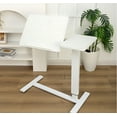 thumbnail image 2 of Adjustable Overbed Bedside Table,Folding Tray Table with Wheels,Mobile Rolling Laptop Stand for Home,Hospital,School,White, 2 of 7