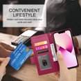 thumbnail image 3 of Allytechgroup for Apple iPhone 13 Case Wallet, Retro PU Leather Slim Fit Business Style Magnetic Closure Cards Slots RFID Blocking Phone Case for Women Men, Winered, 3 of 6
