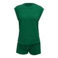 thumbnail image 6 of WAYUTE Womens Sets 2 Piece Outfits Casual Short Sleeve Top with Textured Fabric Solid Color Comfort Shorts Set Stylish Summer Outfit, 6 of 6