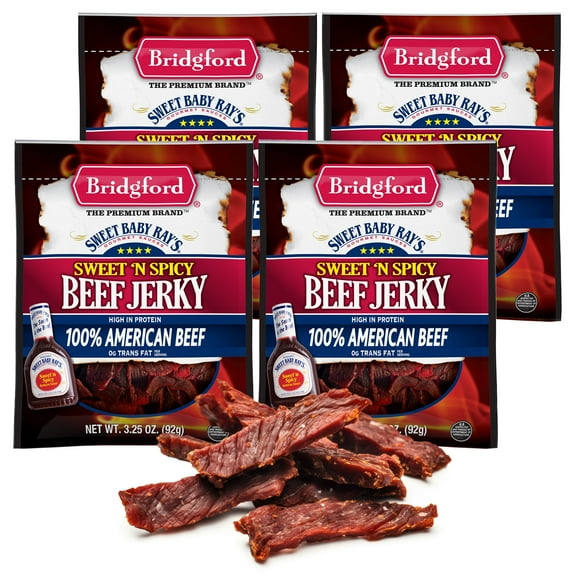 Bridgford Sweet Baby Ray’s Beef Jerky Sweet N Spicy 3.25 oz Pack of 4