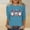 Sky Blue, variant on Amidoa Christmas Womens Tops Black 3/4 Sleeve Boat Neck Basic Tee Fashion Santa Prints Blouses Ladies Blouses L