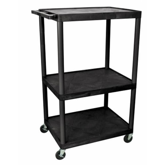 32''W x 24'' D x 54-1/4'' H Black A/V Table Cart with Electric