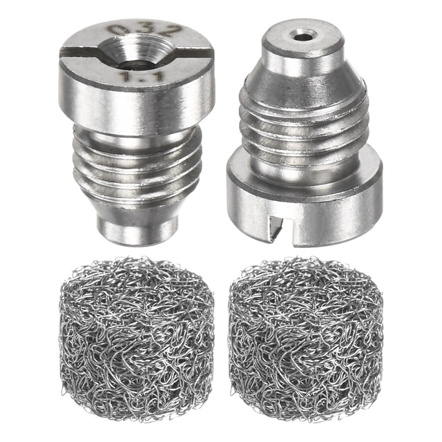 Uxcell 2-Set Boquilla de Orificio de Cañón de Espuma, Puntas de Rosca Universal de Acero Inoxidable de 1.1mm con Conector de Rociador Creador de Espuma