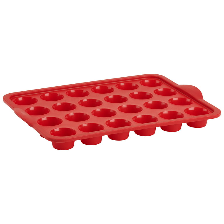 Trudeau Silicone Mini Muffin Pan-Red, 24 Cavity