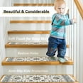 thumbnail image 6 of Green & Beige Carpet Stair Treads for Wooden Steps 30inX8in Indoor Non Slip Stair Runner Reusable Adhesive Stair Rugs Safety Mats for Kids Elders and Pets, 6 of 7
