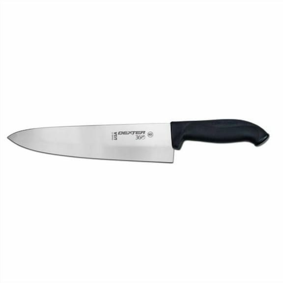 Dexter Russell S360-10PCP Dexter 360 (36006) Cook's Knife, 10", stamped, straight edge, DEXSTEEL stain free, high carbon steel, polypropylene/Santoprene handle, black, NSF‌​‍​​‌‌​‌‌‍​​‌‌​‌‌‍​
