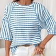 thumbnail image 4 of Hilenly Oversized Tshirts for Women Short Sleeve Striped Tee Shirt Casual Crewneck Summer Tops, 4 of 9