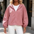 thumbnail image 2 of Edvintorg Lightweight Jacket Women Plus Size Fashion Long Sleeve Loose Casual Hooded Coat with Zipper Women Outerwear Woman Clothes Pink XXL, 2 of 6