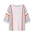 thumbnail image 4 of Htigea Womens Crewneck 3/4 Sleeve Sweaters Knitted Striped Pullover Tops Lightweight Soft Comfy Short Sweater White XXXL, 4 of 6