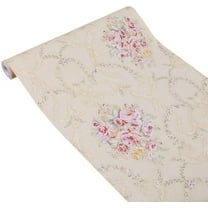 Zhuge Vintage Rose Furniture Surface Decor Paper Peel& Stick Shelf Liner Drawer Locker Sticker Beige 17.7 Inch by 9.8 Feet