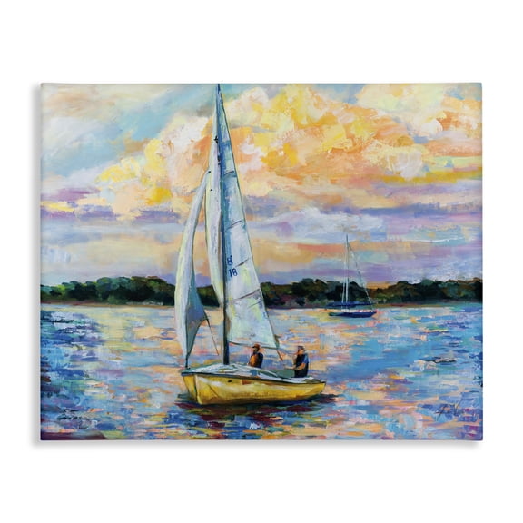 Stupell Industries Tropical Vivid Nautical Sailboat Landscape Canvas Art, 30 x 24, by Jeanette Vertentes