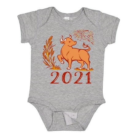 

Inktastic 2021 Chinese New Year Ox Boys or Girls Baby Bodysuit