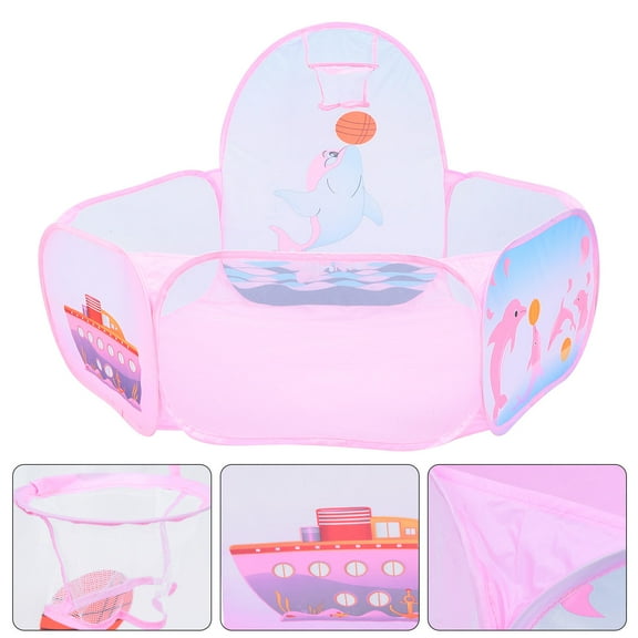 HOOWIFFY Foldable Pit for Kids, Round Playpen for Indoor and Outdoor Fun, Basketball Shooting Game Set