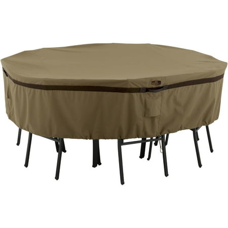 Round Patio Table And Chairs Cover Classic Accessories Hickory Table and Chair Patio Furniture Storage Cover, Round, Medium, Tan ()