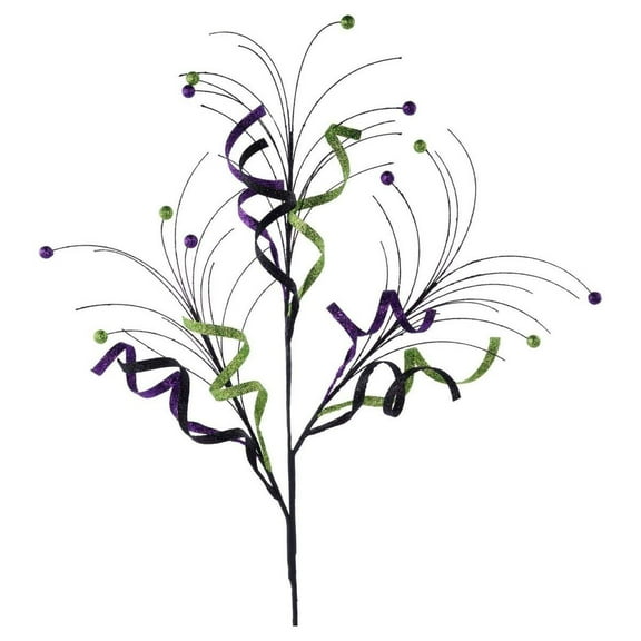 35" Glitter Curly Fishline Ball Spray: Purple/Black/Lime