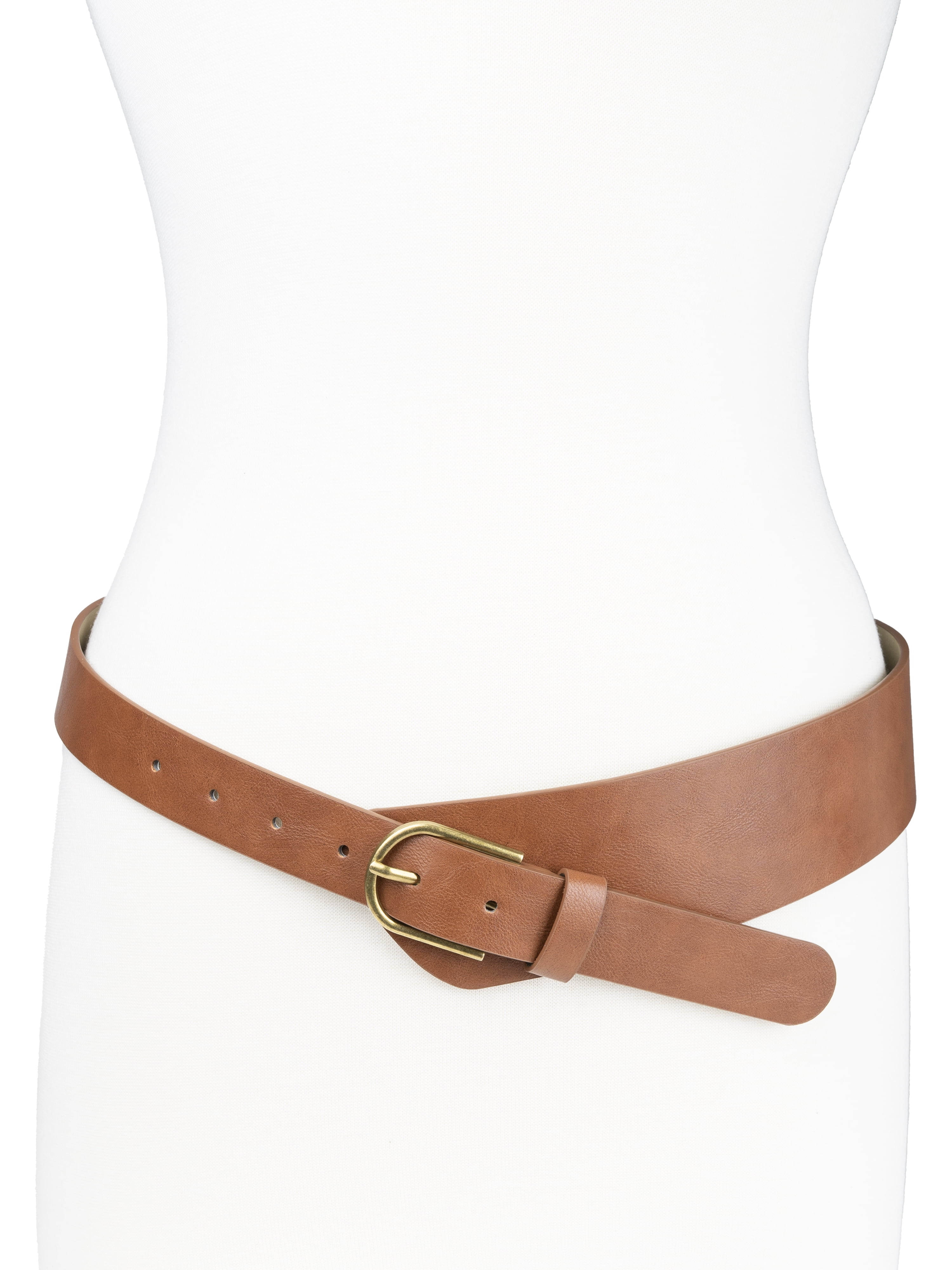 No Boundaries Women's & Women's Plus Off Waist Belt, Cognac