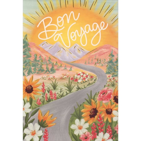 Pictura Bon Voyage: Sunset Over Road and Mountain Landscape Goodbye Card