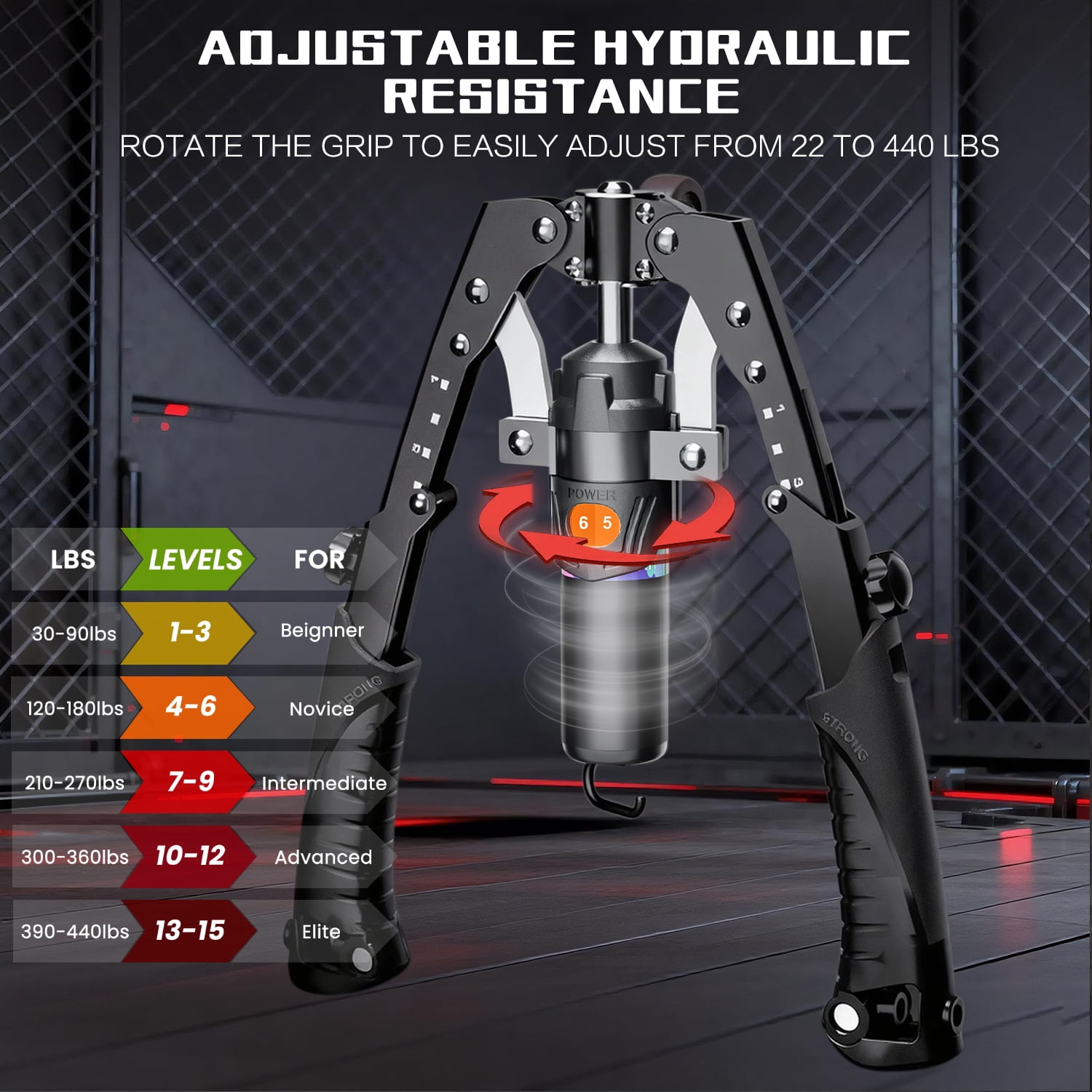 Twister Arm Trainer, 3 in 1 Hydraulic Power Adjustable Chest and Shoulder Workout Equipment with Ab Roller Wheels and Hooks