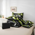 thumbnail image 5 of Manfei Adult Modern Geometric Bedding Comforter Set 7pcs, Green Yellow Stripes Queen Bedding Sets, Minimalst Minimalism Reversible Queen Sheet Sets, Microfiber Bedroom Decor, 5 of 7