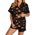 thumbnail image 3 of MuXiKeJi Clothes Halloween Pjs Women Plus Size,Womens Satin Pajamas Set Button Down 2 Piece Silk Pjs Shorts Set Ruffle Lingerie Notch Collar Sleepwear,Women Halloween Nightgown, 3 of 5