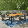 thumbnail image 3 of Maximus Outdoor 7 Piece Acacia Wood Dining Set with Wicker Chairs, Teak Finish, 3 of 9