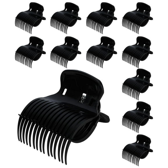 12 Pcs Hair Curler Clips Hot Roller Clips Plastic Roller Clips Replacement Versatile Roller Clips Hair Styling Tool for Women Girls,Black