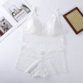 thumbnail image 2 of JSGEK Women Floral Lace Bra and Panty Set Plunge Neckline Adjustable Straps Intimate Lingerie for Bedroom Wear White M, 2 of 6
