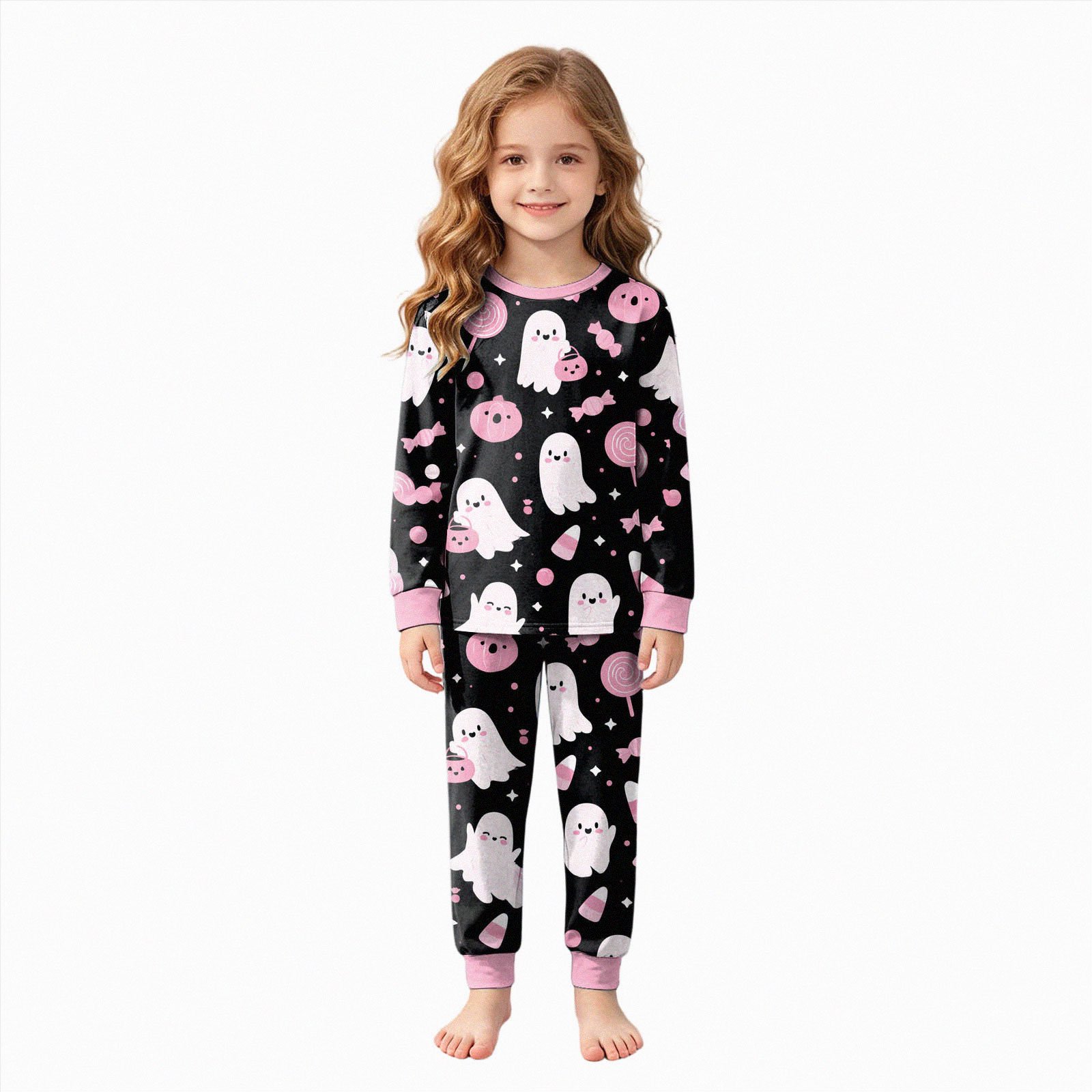 NOLDARES Girls Pajamas - 2 Piece Long Sleeve Halloween Pajamas and Pants Set
