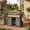Grey, variant on Outdoor Kitchen Island with Extended Plastic Wood Table Top, Wicker Outdoor Grill Cart with Storage Cabinet and Wine Rack for Patio Backyard