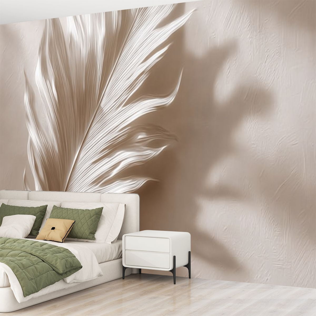 Peel and Stick Wallpaper Modern Minimalist Art Large Palm Leaf Beige Modern Art Wall Mural Decor Self Adhesive and Removable 69in x 98in