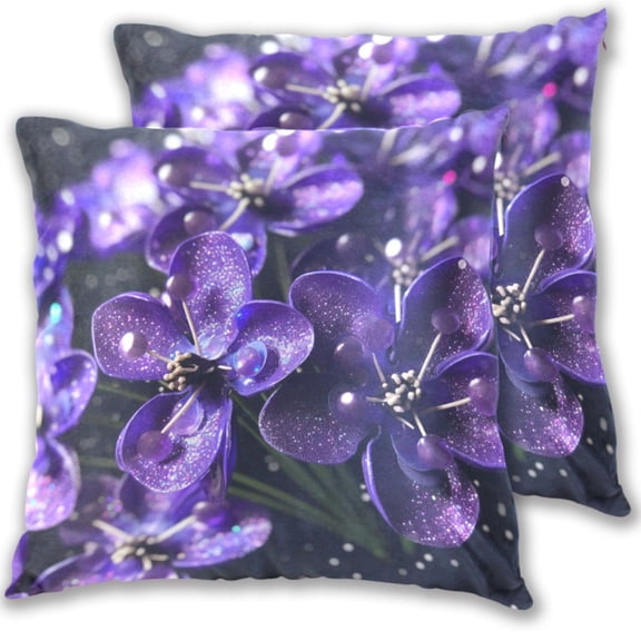 Sparkling Purple Orchid Throw Pillow Covers 16x16 Inch 2 Packs Decorative Square for Living Room Couch Bed Sofa