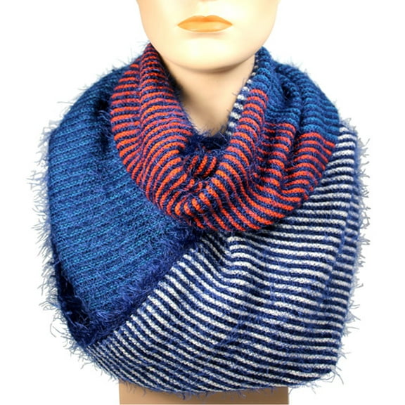 Infinity Scarf - Multi Color Stripes - Blue/Red/Teal Color - SF-16832BLRDTL