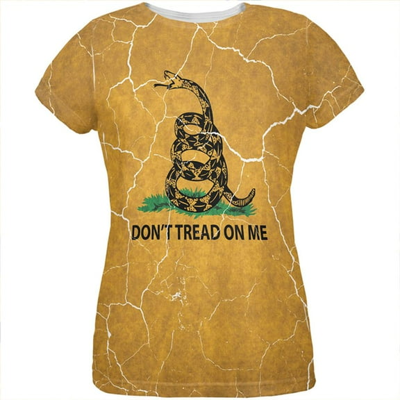 Distressed Gadsden Flag All Over Womens T Shirt Multi X-LG