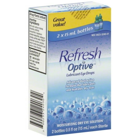 REFRESH OPTIVE Lubricant Eye Drops 2 x 15 ml Pack of 3