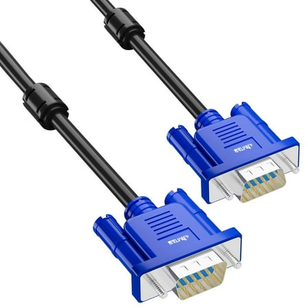 JIMTAB VGA to VGA Cable 10ft with Ferrites VGA Cord, VGA Monitor Cable, Computer Monitor Cable, VGA Male to Male 5 Feet