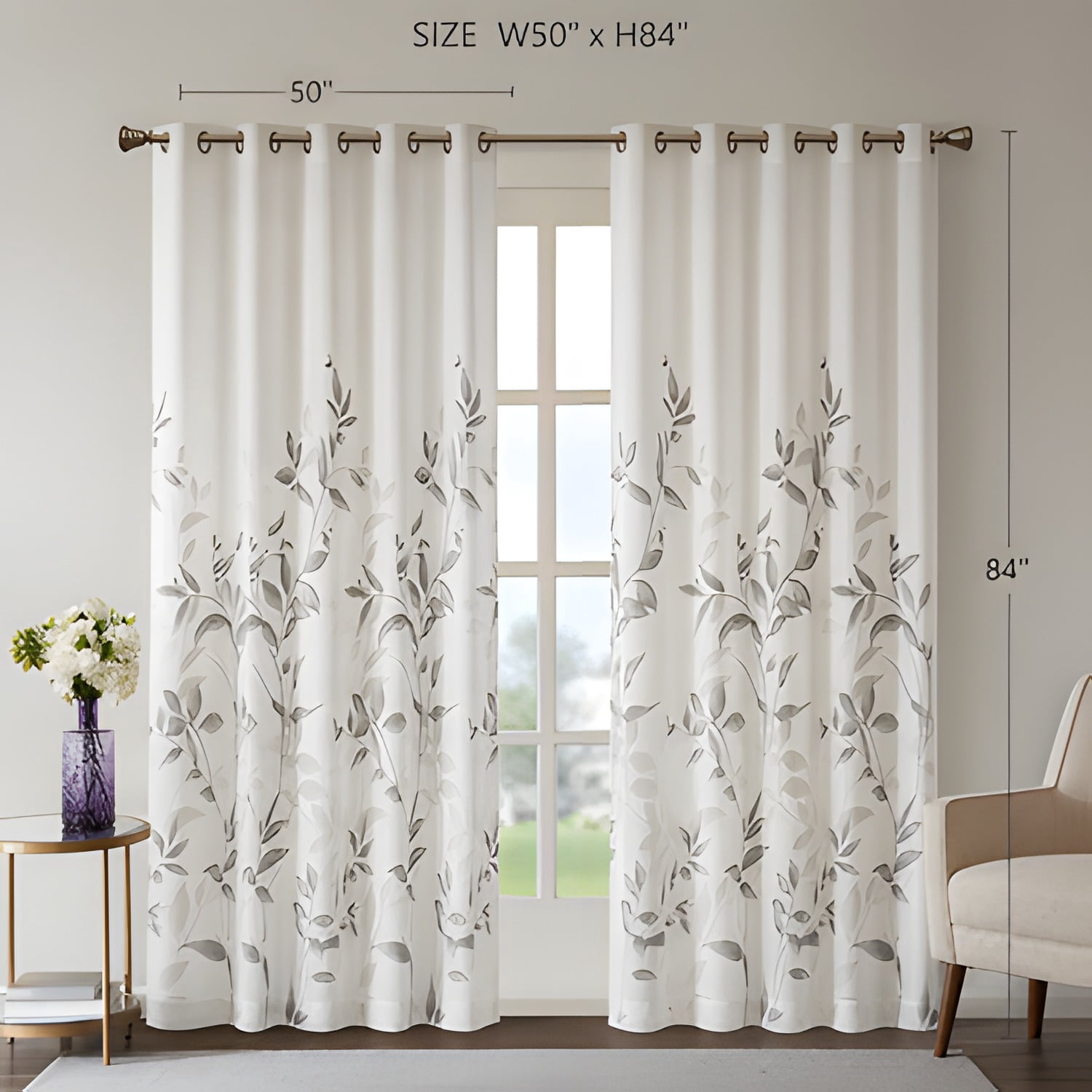 Burnout Printed Curtain Panel