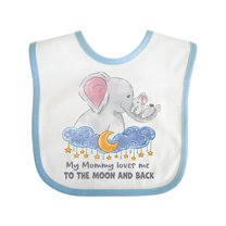 Inktastic My Mommy Loves Me to the Moon and Back Elephant Family Boys or Girls Baby Bib