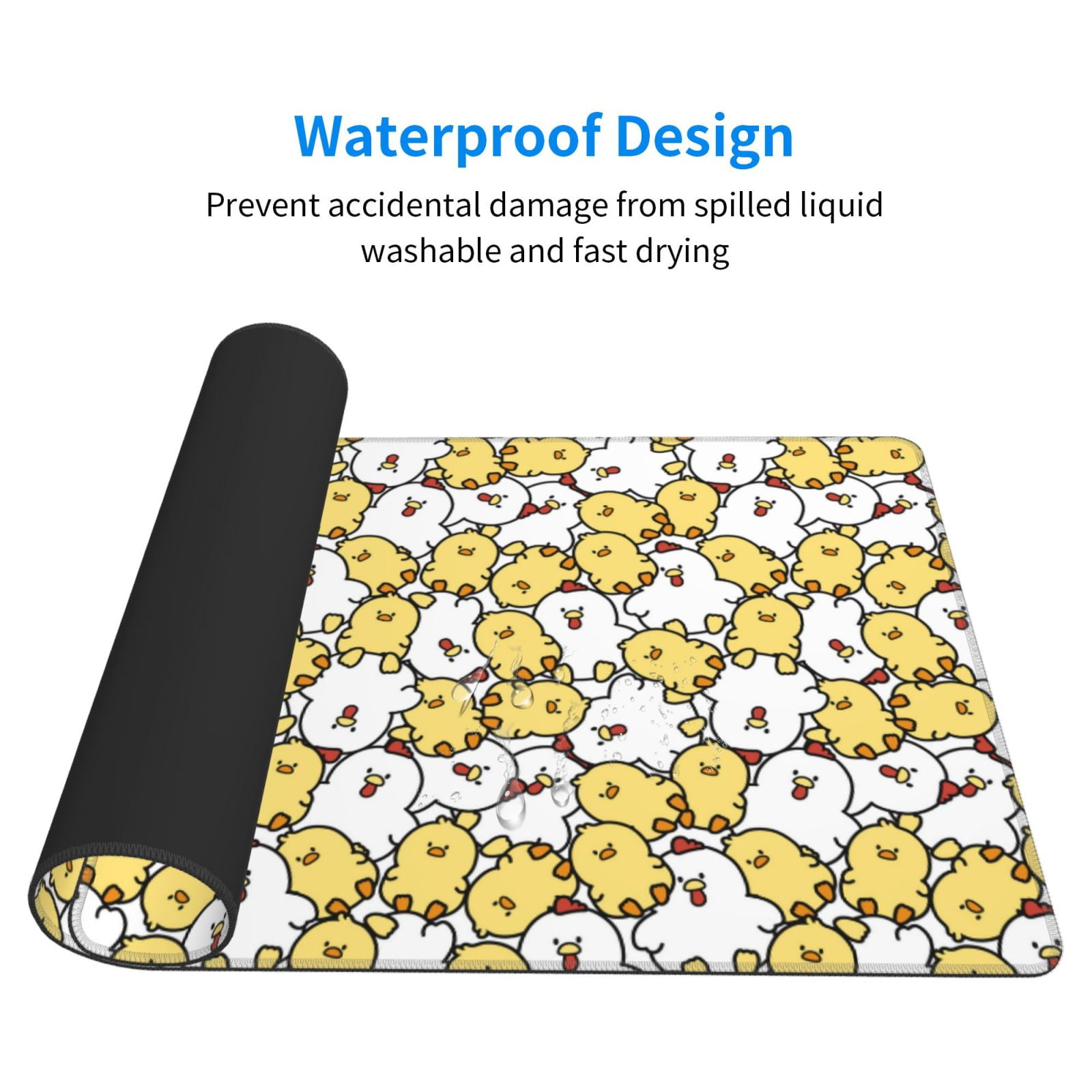 Naloa Cartoon Chicken Gaming Mouse Pad Large Mouse Mat Long Extended Desk Pad Non-Slip Rubber Mice Pads Stitched Edges Thin Pad (16x29.5 Inch)