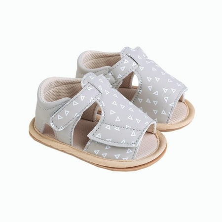 Meresysid Infant Kids Newborn Toddler Summer New Baby Everything Casual Breathable Cute Rubber Soles Non-slip Soft Soles Baby Sandals Shoes Gray