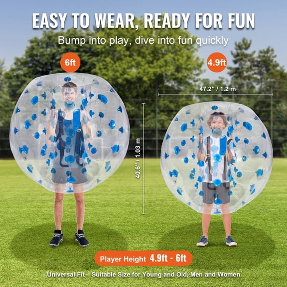 1-Pack 4FT/1.2M Inflatable Bumper Ball - 0.8mm Thick PVC Sumo Zorb Ball Human Hamster Bubble Ball for Teens Adults Outdoor Team Gaming in Garden Yard Park with Repair Kit